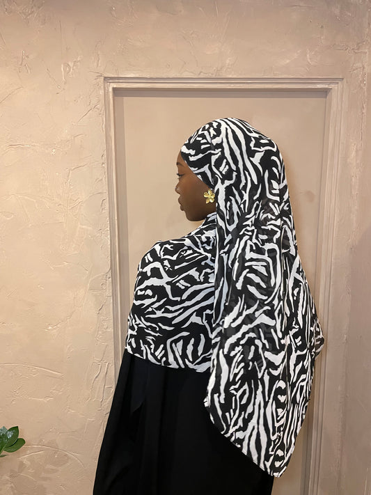 Black Zebra Hijab